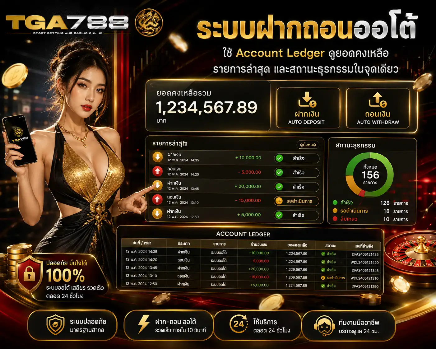 tga788 ระบบฝากถอนออโต้ ใช้ Account Ledger ดูยอดคงเหลือ รายการล่าสุด และสถานะธุรกรรมในจุดเดียว